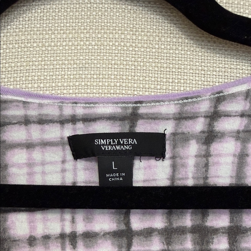 Simply Vera Vera Wang Lavender and Gray Plaid Top - Picture 2 of 6